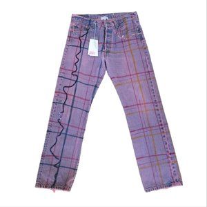 LEVI'S COLLINA STRADA Purple Sequin Denim Raw Hem Button High Waist Jeans